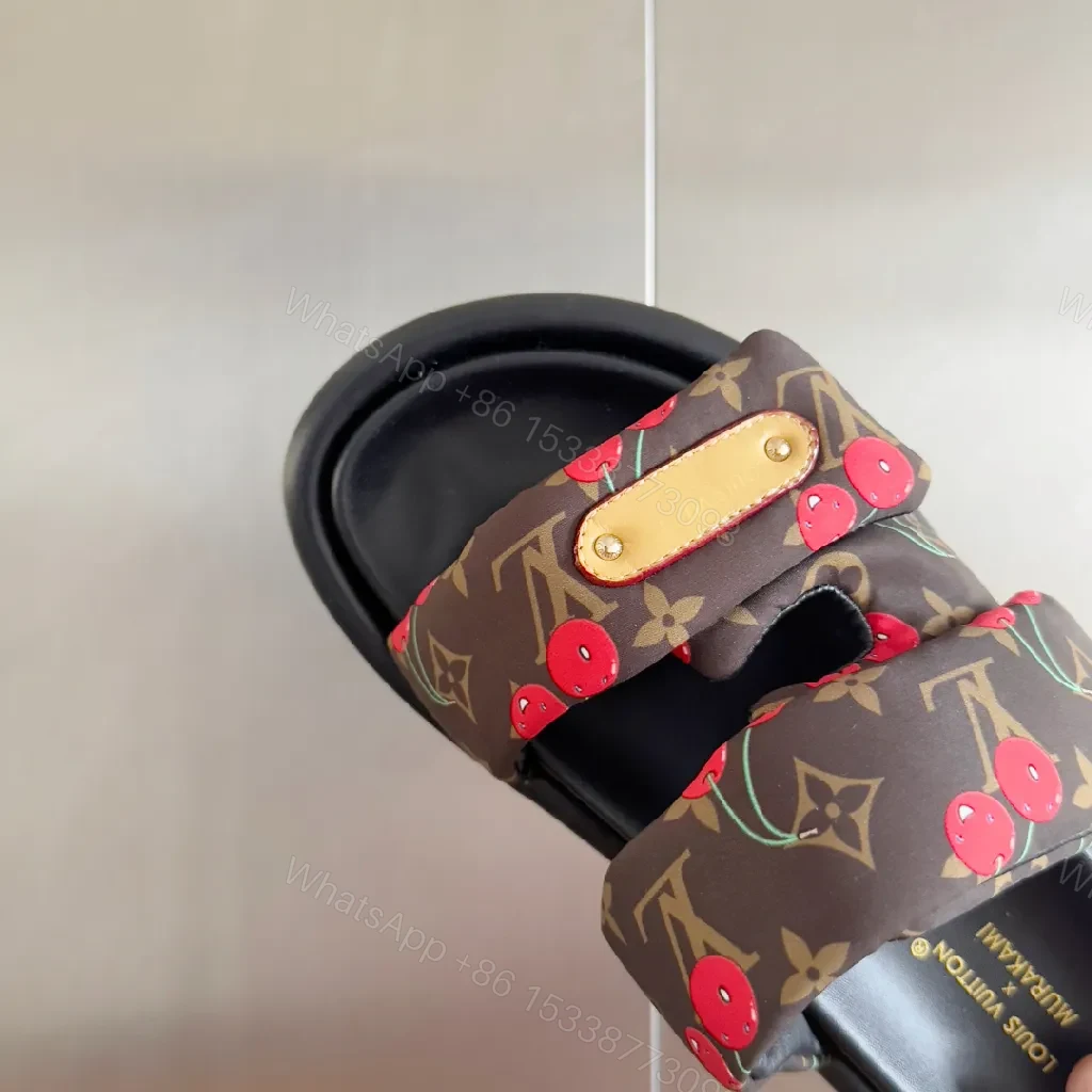 View 5 of Bold Cherry Pattern Slides: Luxe Comfort Sandals