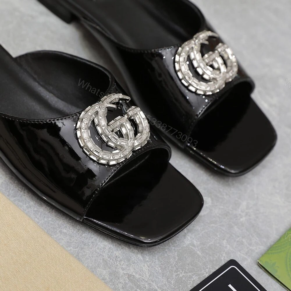 View 5 of Gucci GG Crystal Slippers Black