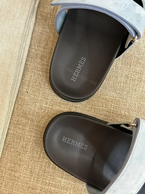 View 2 of Chic Strappy Slides - Leather-Like, Signature â€œHâ€ Touch, All-Day Comfort