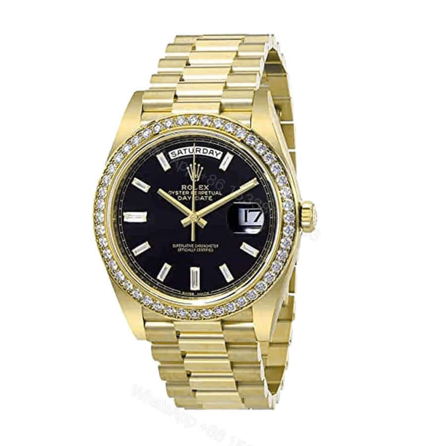 View 3 of Rolex Day-Date 228398TBR Super Clone : 40mm Yellow Gold Diamond Bezel Black Dial