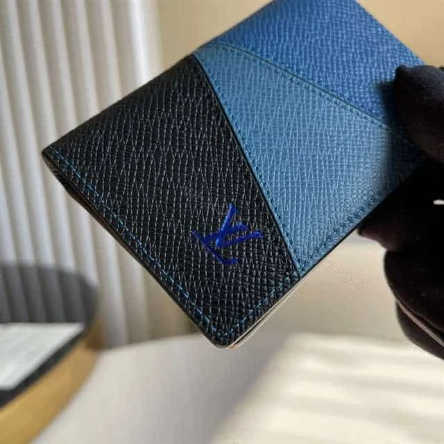 View 6 of Louis Vuitton Pocket Organizer Blue Monochrome Taiga Leather – RRG027