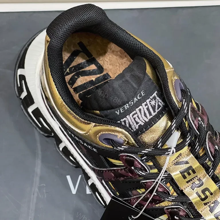 View 6 of Gold-Patterned High-Tops: Versace-Inspired Luxury Sneakers