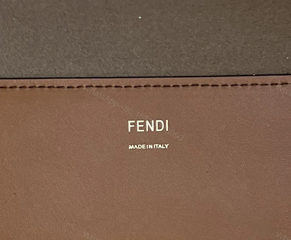 View 3 of Structured Cognac Leather Tote: Bold FENDI ROMA Logo, Premium Structure