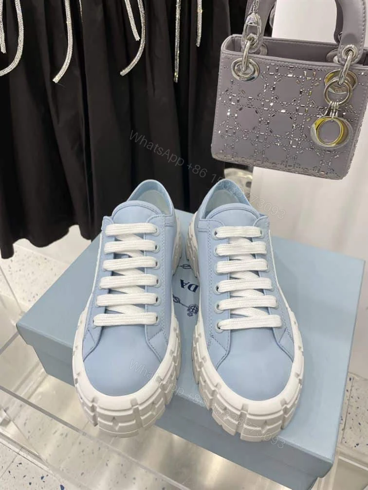 View 3 of PRADA DOUBLE WHEEL RE-NYLON GABARDINE SNEAKERS LIGHT BLUE – PRD085