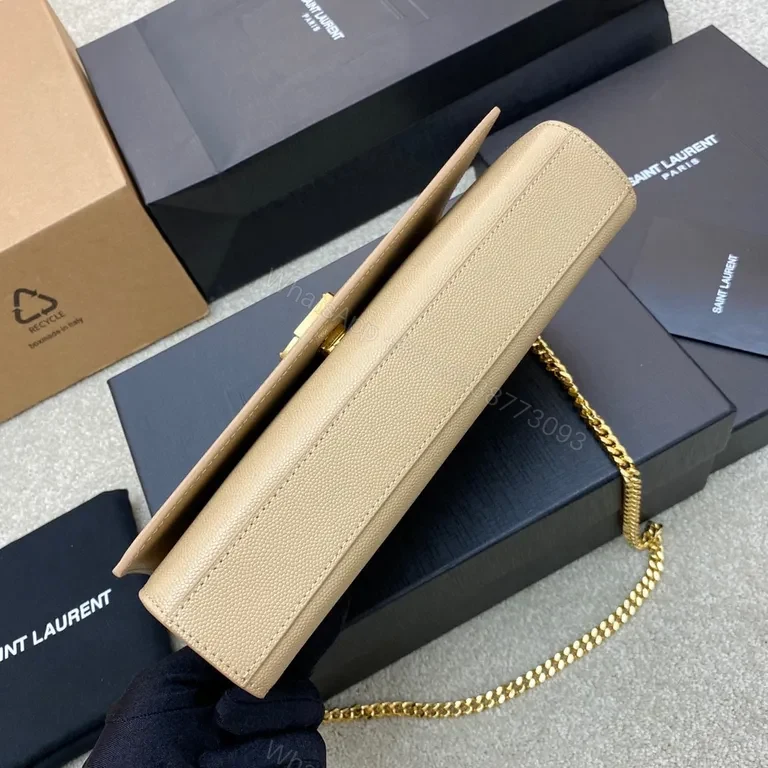 View 5 of Quietly Iconic Beige Calfskin Wallet-on-Chain by Saint Laurent