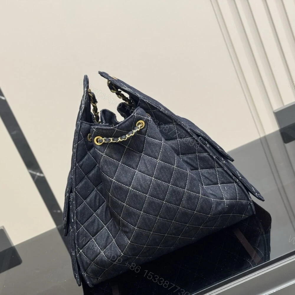View 6 of Chanel 25 Medium Bag Shoulder Handbag Denim Dark Blue 34Cm