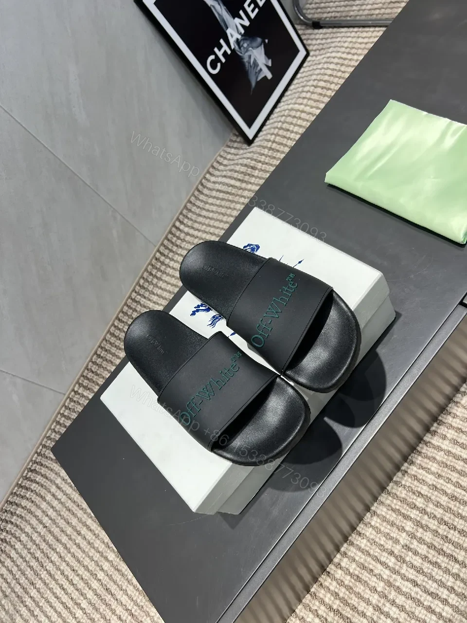 View 8 of Premium Black Slide Sandals – Subtle Logo Comfort