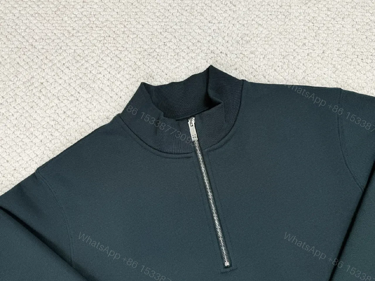 View 3 of Structured Minimalist Pullover: Clean Zip-Front Comfort Crewneck
