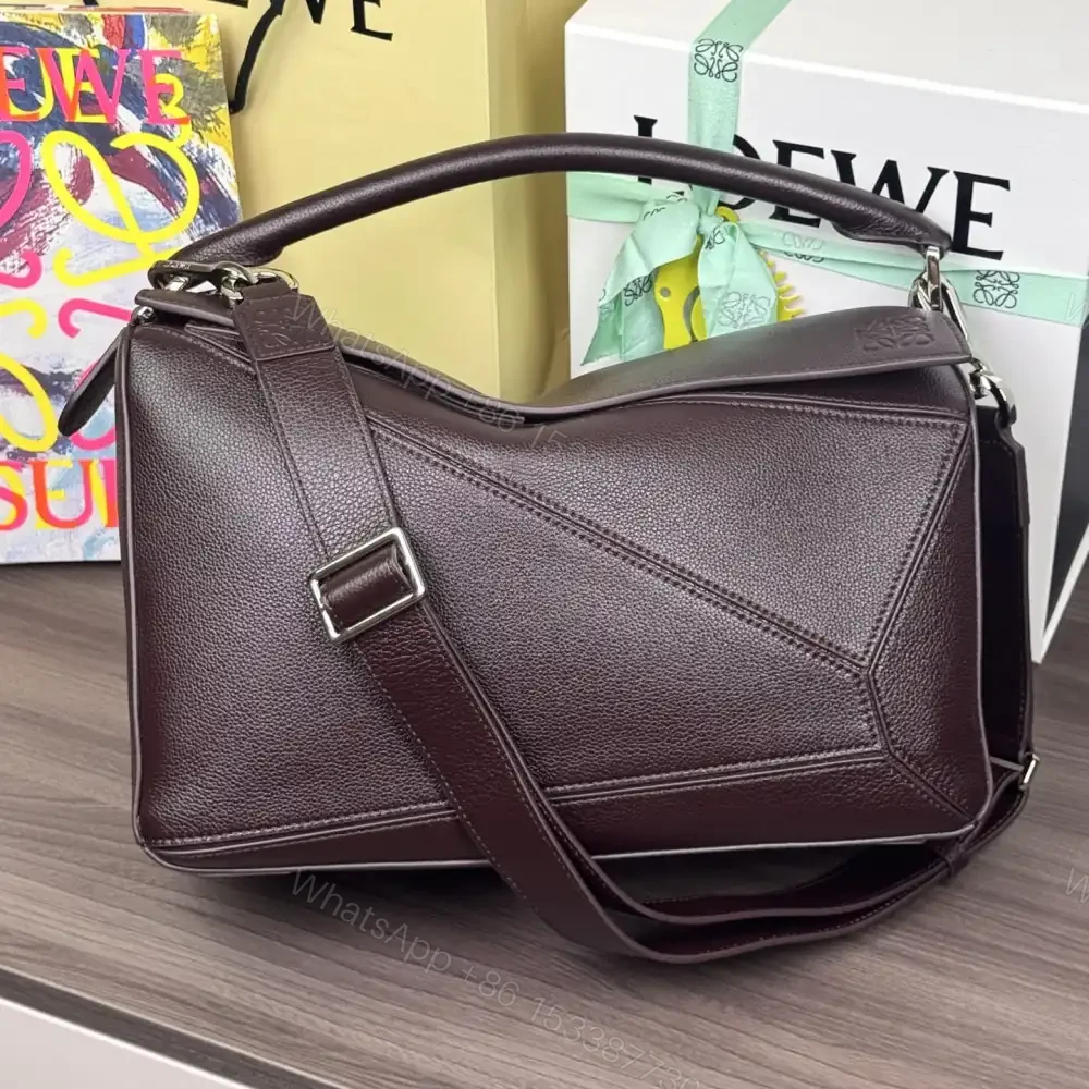 View 5 of 高仿Loewe*Puzzle系列3468鹿皮斜挎包血紫色大號免檢版