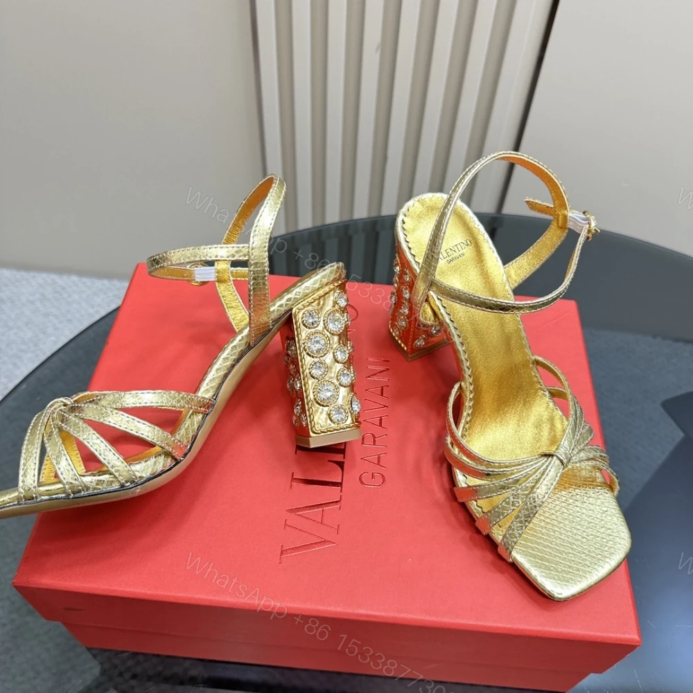 View 3 of 高仿Valentino*6W2S0LK水鑽高踭鞋金色9CM免檢版