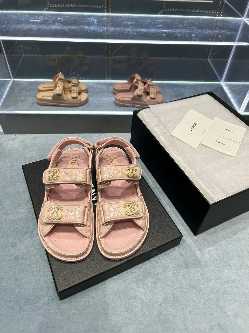 View 3 of Soft Pink Quilted Sandals: Luxe Comfort, Dual Velcro Straps