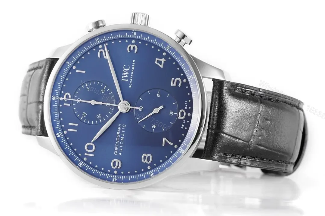 View 6 of IWC 150th Portugal Chronograph Blue Dial Black Leather Strap Ultimate 40MM IWC-PORT-150-CHR-BLU40