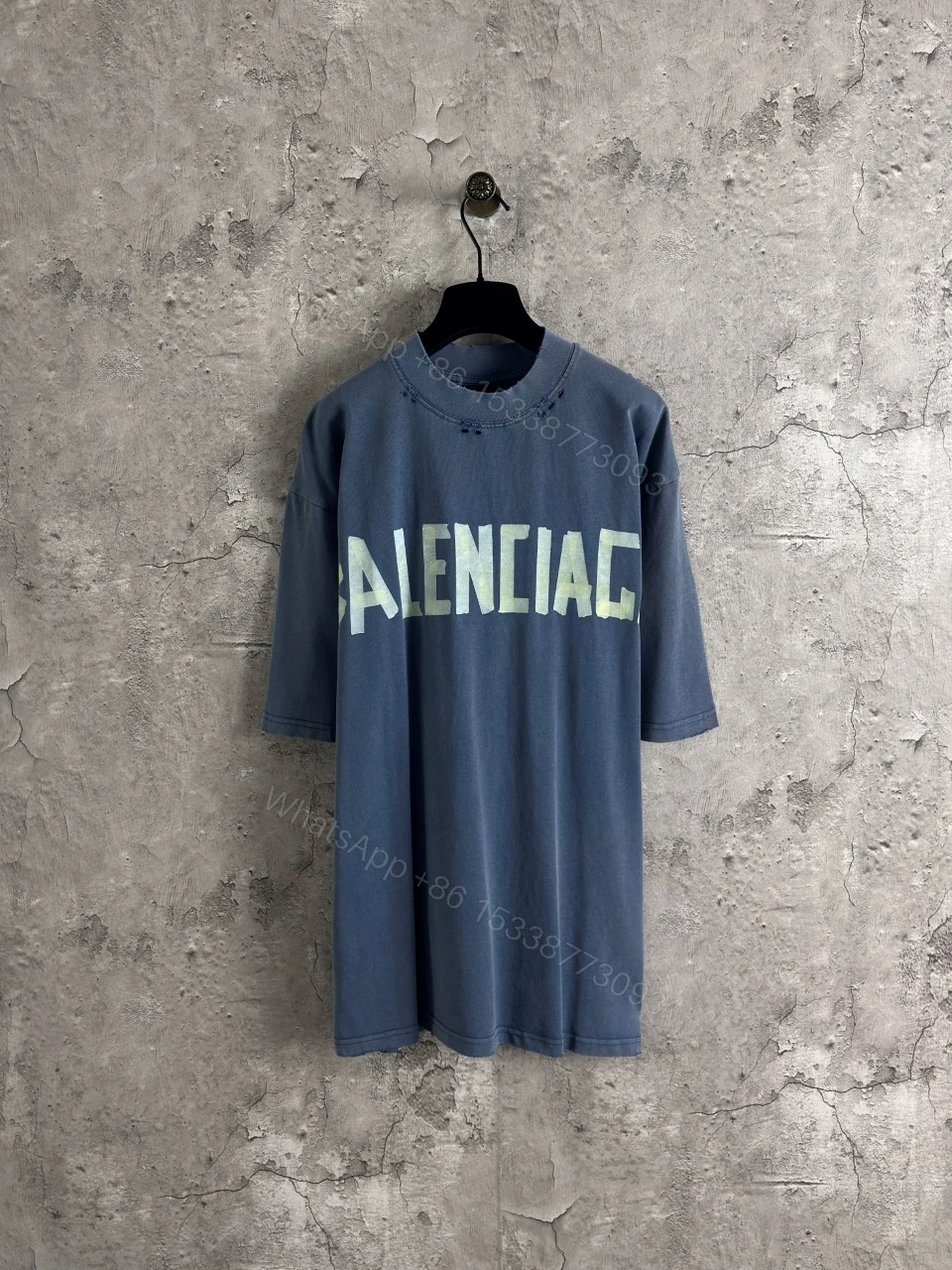 Balenciaga 高仿 男款 字母印花寬鬆短袖T恤 水洗做舊潮流款 — view 1