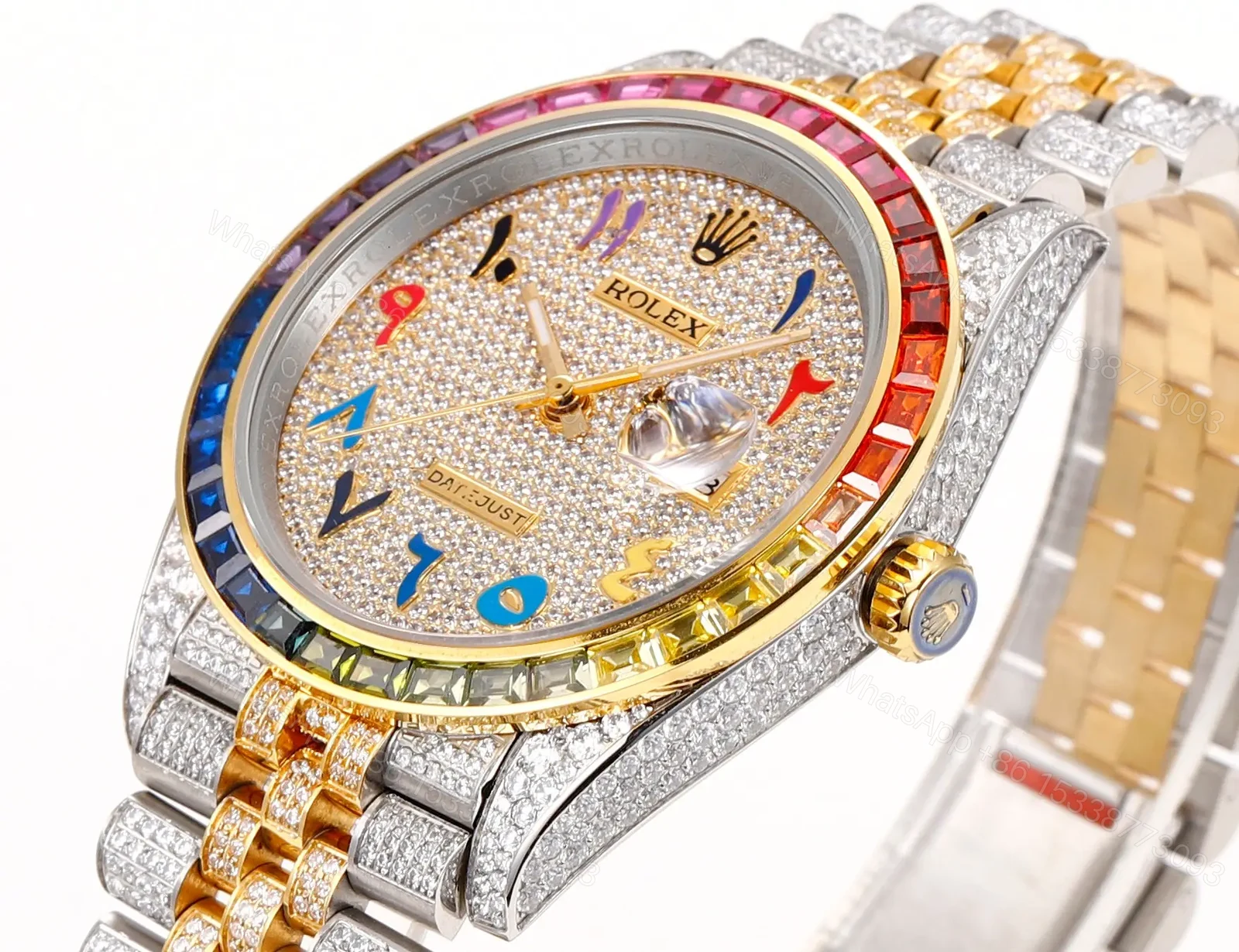 View 4 of Best Rolex Datejust Rainbow Arabic replica 41MM Two-Tone Jubilee Bracelet Edition RG-DATEJUST41-RAINBOW-ARABIC-TT-JUBILEE