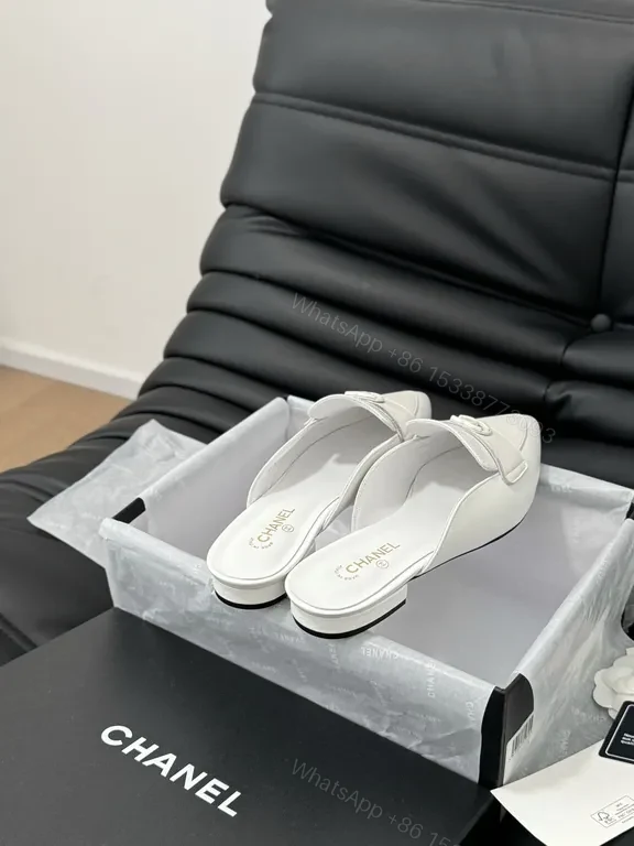 View 5 of Chanel-Inspired White Mules: Sleek Comfort, Premium Style