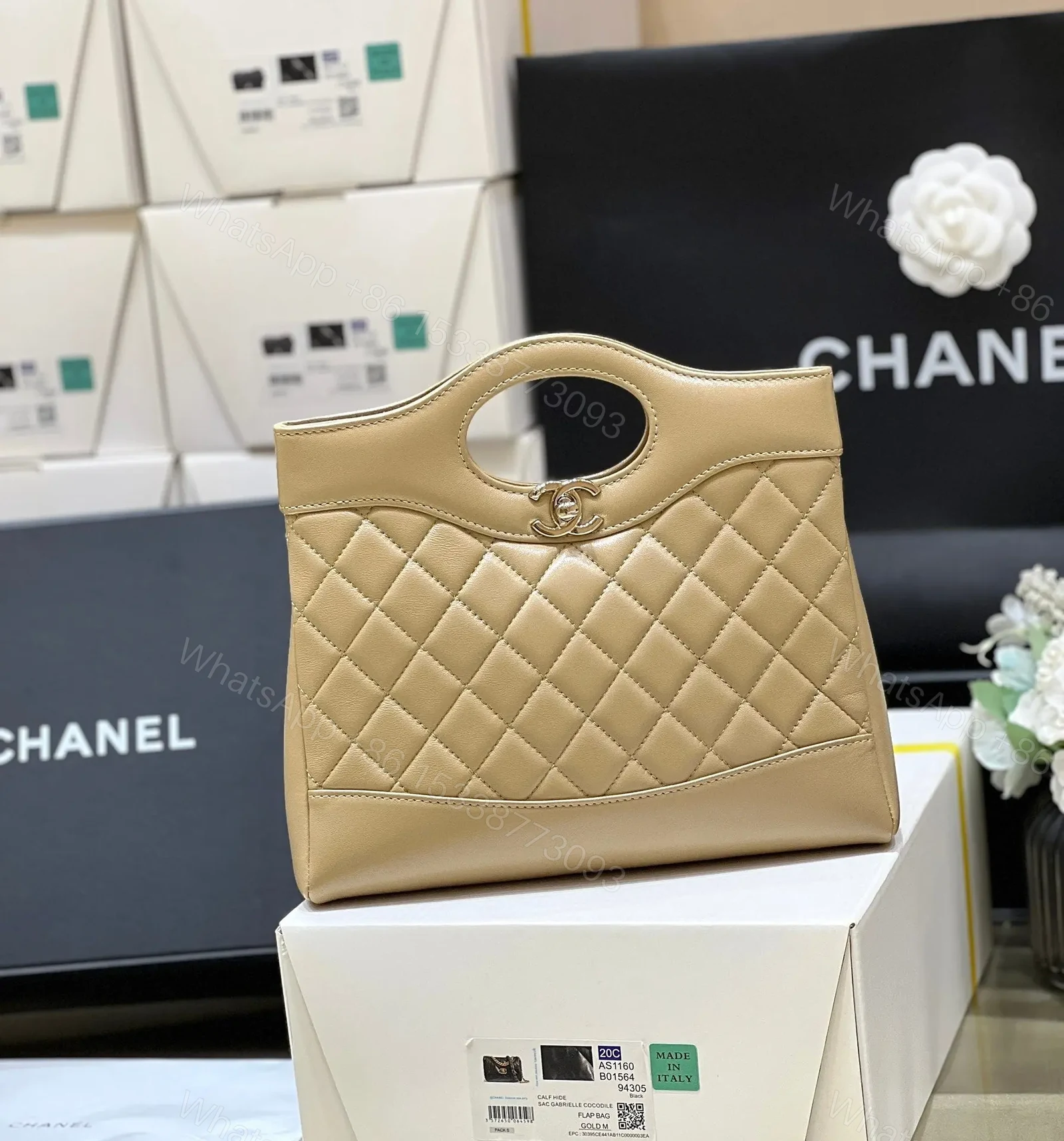 View 7 of Chanel Calfskin Suede Quilted Mini 31 Shopping Bag