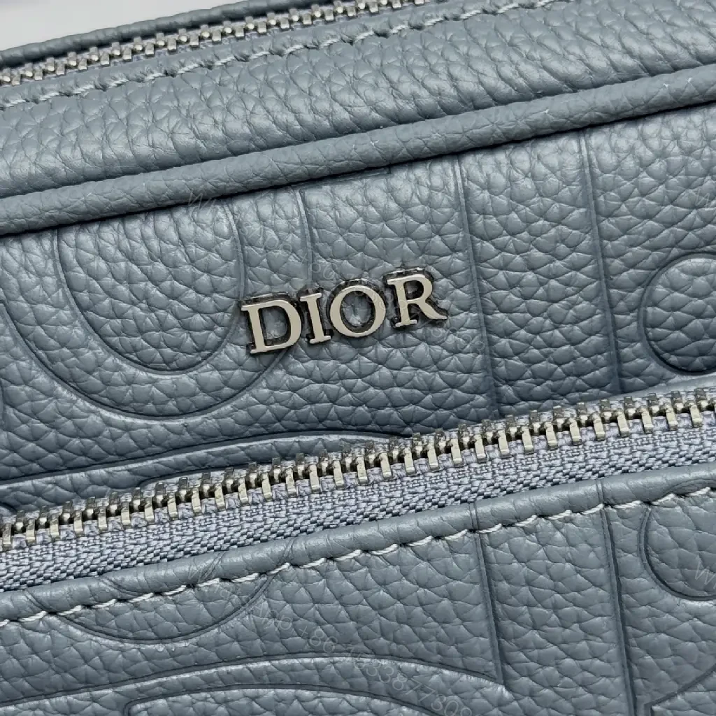 View 2 of Chic Pebbled Leather Crossbody Bag - Structured, Monogram Texture, All-Day