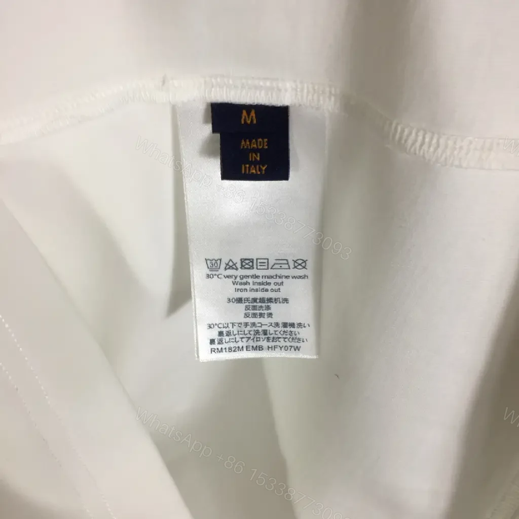 View 9 of White Cotton Graphic Tee with LV Brushwork - Relaxed Fit Tee
