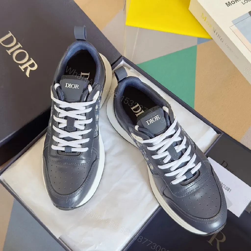 View 5 of Premium Leather High-Top Sneakers with Contrast Panels