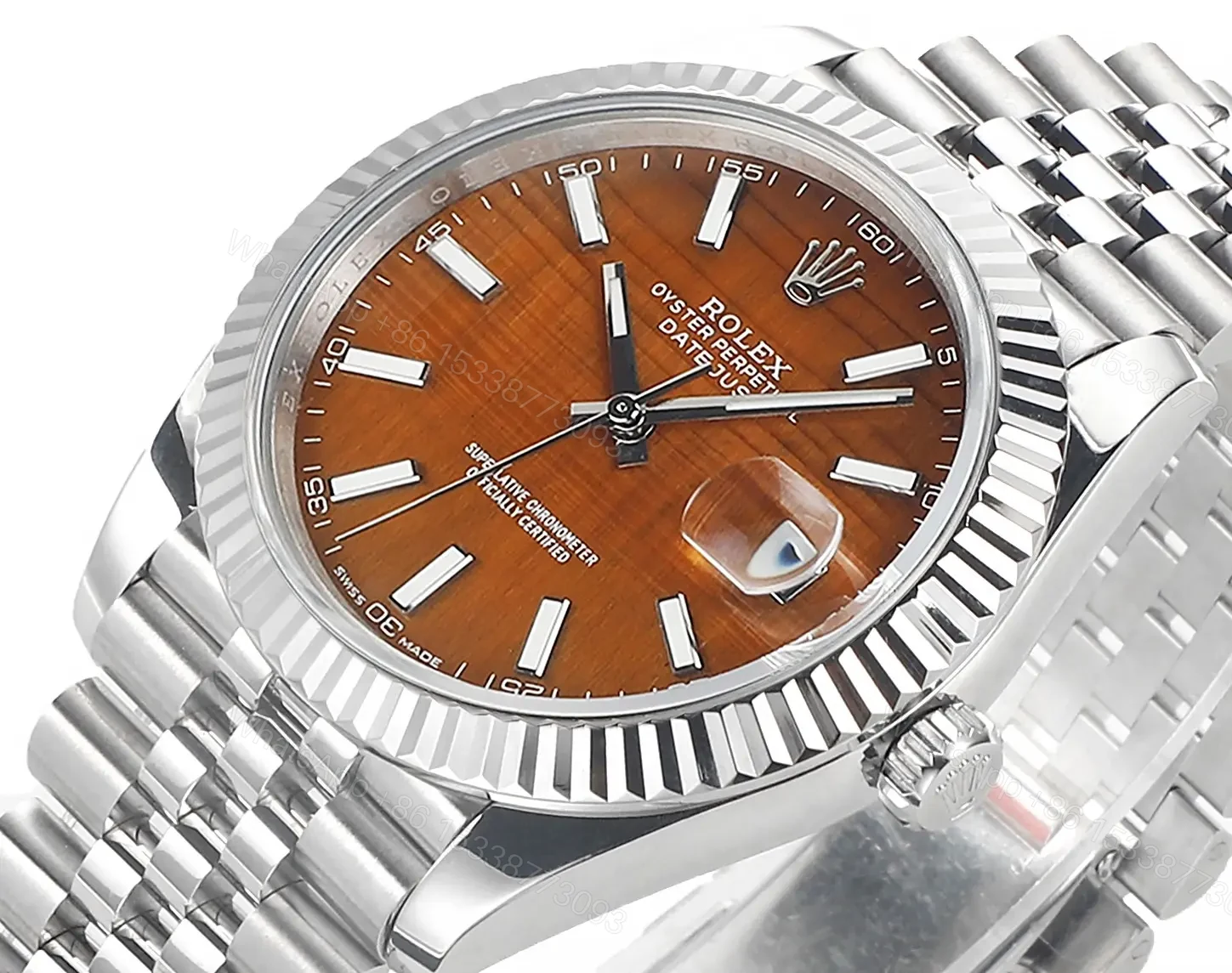View 4 of Clean Factory – Rolex Datejust 41 Orange Custom Dial – Rolex 41mm Custom Orange Dial Watch – Rolex Datejust 41 Custom Orange Dial