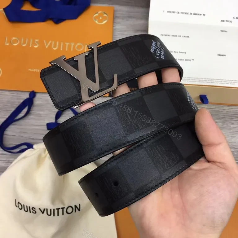 View 4 of Chic LV-Influenced Calfskin Belt: Premium, All-Season Style