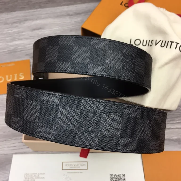View 5 of Damier Graphite LV Belt: Luxury Black, Signature Buckle, Everyday Style