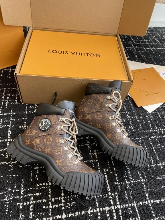 View 6 of Bold Monogram Boots: LV-Inspired Luxe Mid-Top Sneakers