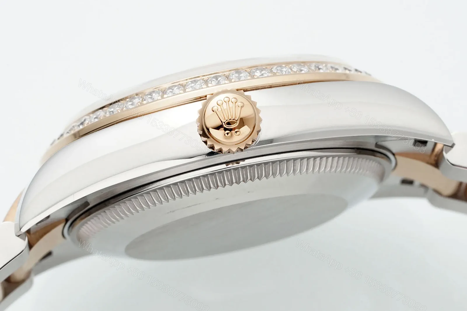 View 6 of Premium Rolex Datejust 31 Two Tone Pink Diamond replica 31MM Oyster Bracelet Edition RG-DATEJUST31-TWOTONE-PINK-DIAMOND-OYSTER