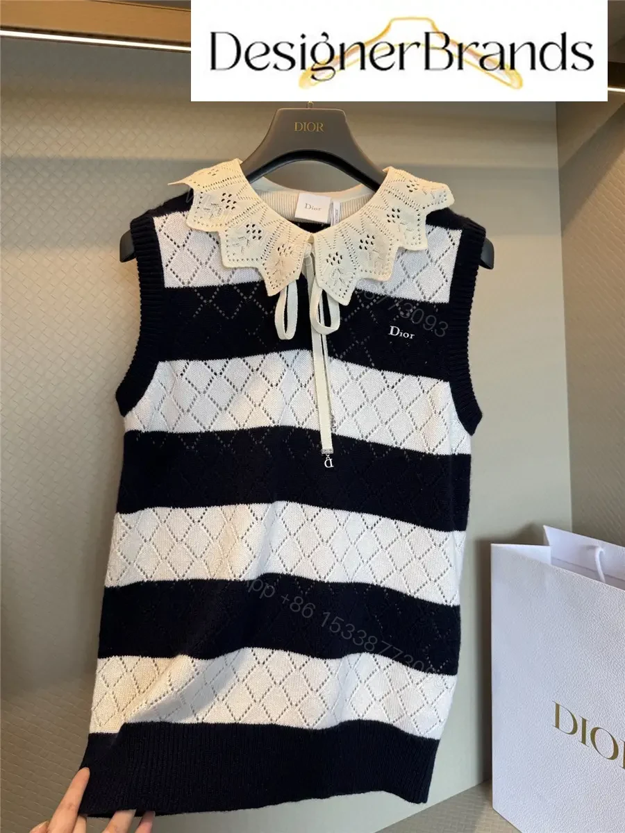 View 2 of Dior Mariniere Blue and White Striped Knit Vest