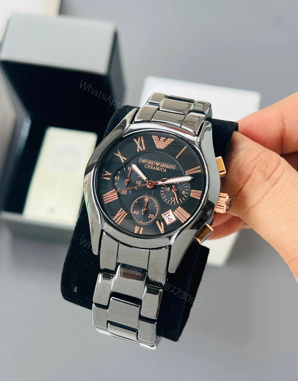 Emporio Armani AR1410 Black Chronograph 38mm Quartz — view 1