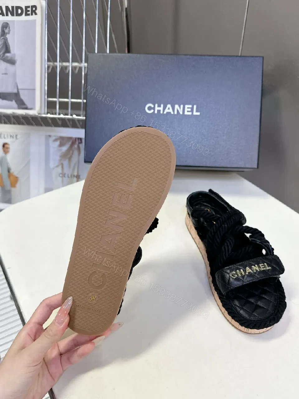 View 5 of Quilted Espadrille Sandals with Luxe Rope Straps