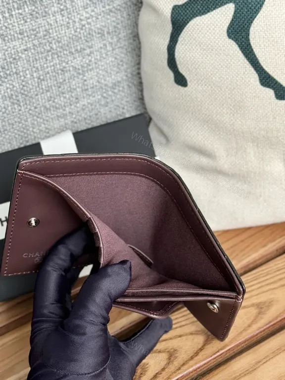 View 8 of Black + Calfskin + Quilted + Interlocking CC hardware + Wallet