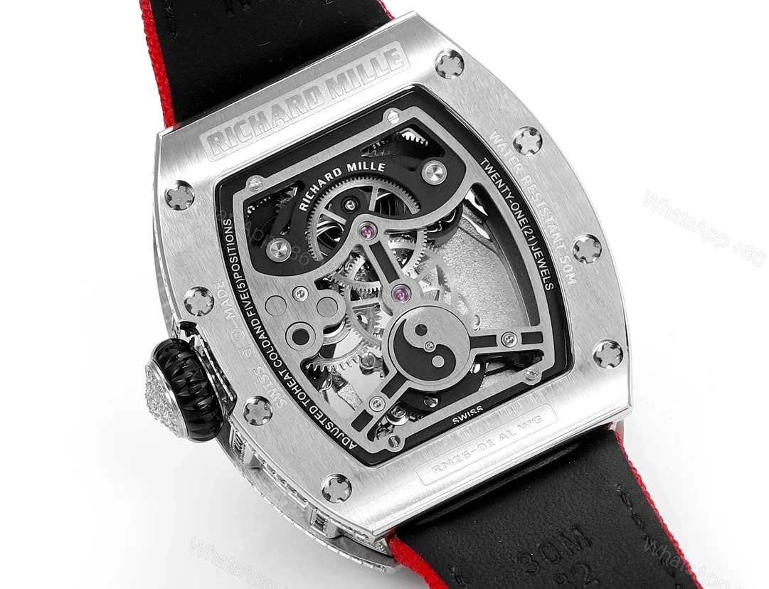 View 8 of Richard Mille RM26-01 Panda Tourbillon Watch Full Diamond Set Panda Art Dial 18K White Gold Bamboo Mechanical Masterpiece RM26-01-PND-DIA