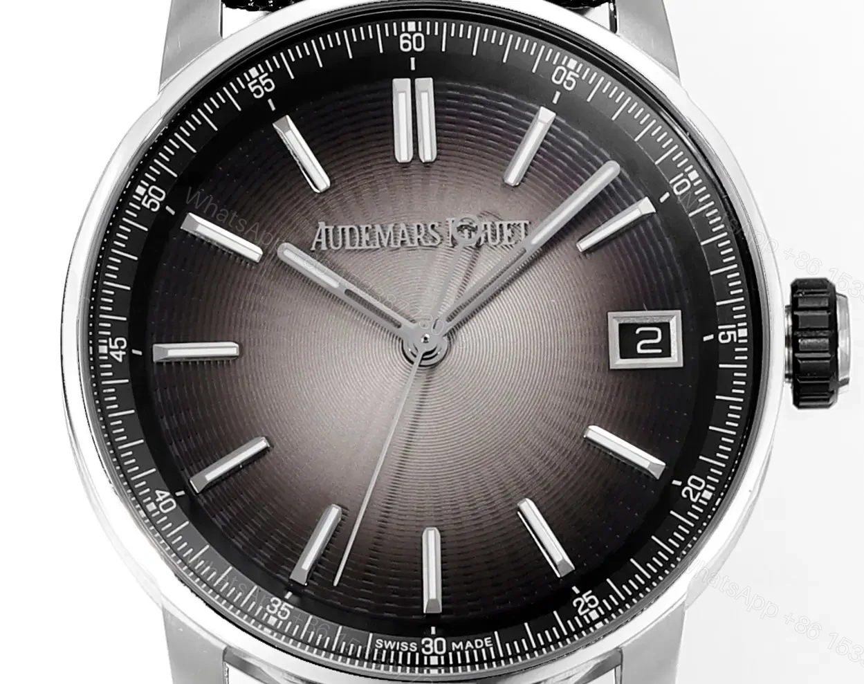 View 2 of R8 Factory Audemars Pigeut CODE 11.59 Smoke Grey Dial Stainless Steel Case Black Fabric Strap Automatic Watch 41mm