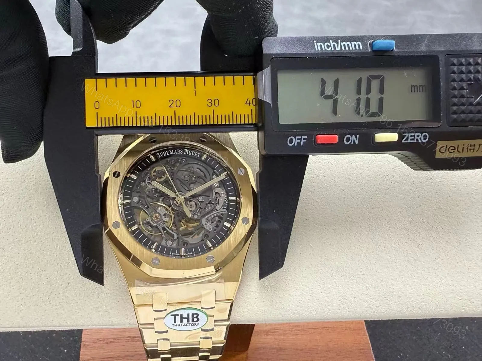 View 17 of Replica Audemars Piguet Royal Oak Openworked 15407 Yellow Skeleton Dial