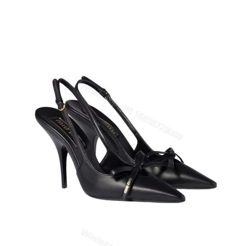 View 8 of Miu Miu Slingback Pumps With Bow Black