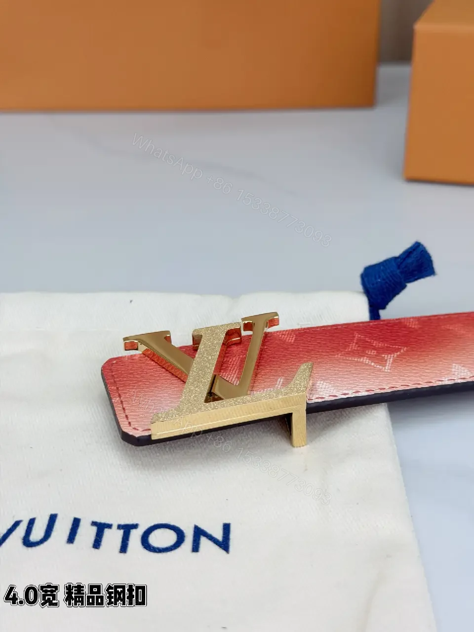 View 4 of Gradient LV‐Inspired Belt — Premium Leather, Subtle Luxury, Adjustable Fit