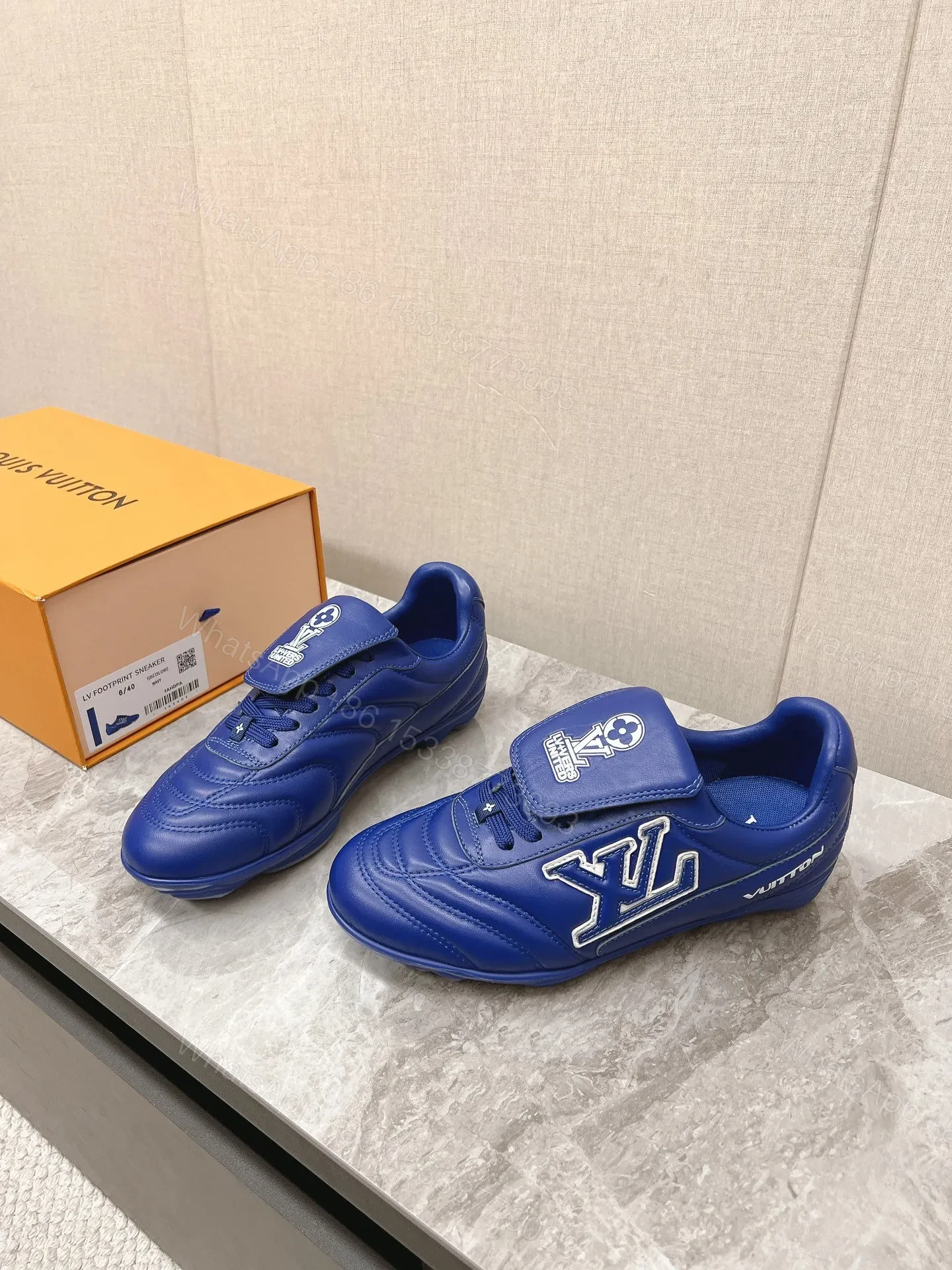 View 3 of LV Women Blue Leather Sneakers