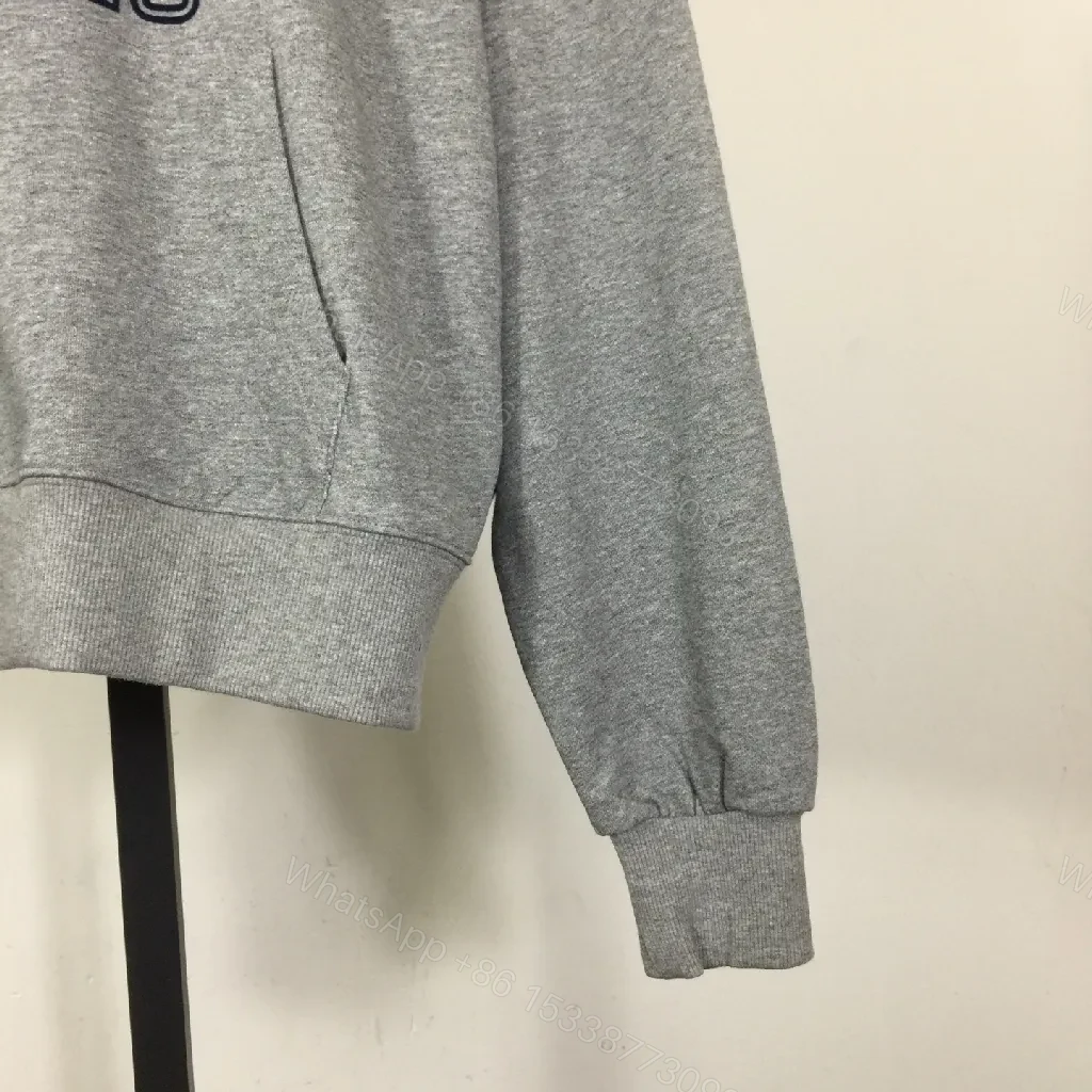 View 3 of Grey Cotton-Blend Hoodie, Refined Streetwear, Subtle Logo