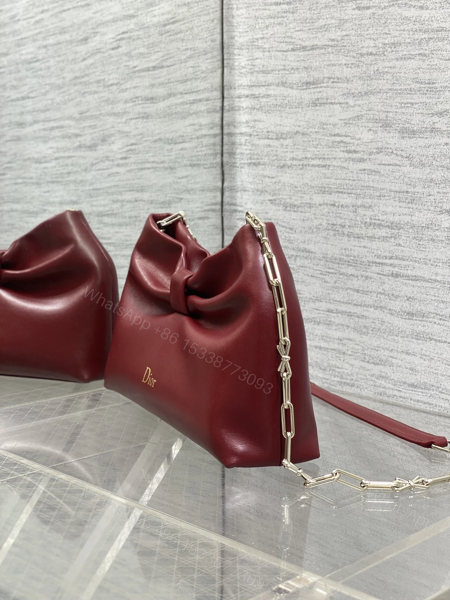 View 6 of Dior Bow Bag Small Burgundy
