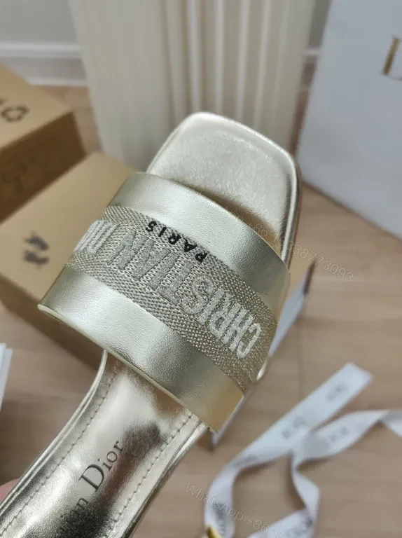 View 8 of Champagne Dior Minimalist Slides - Satin Strap, Luxury Comfort