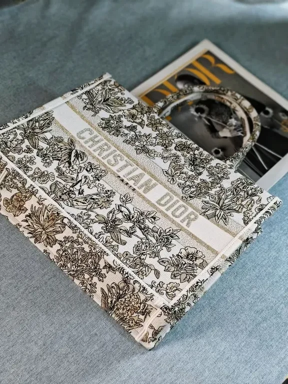 View 8 of Chic Floral Structured Tote with Dior Branding