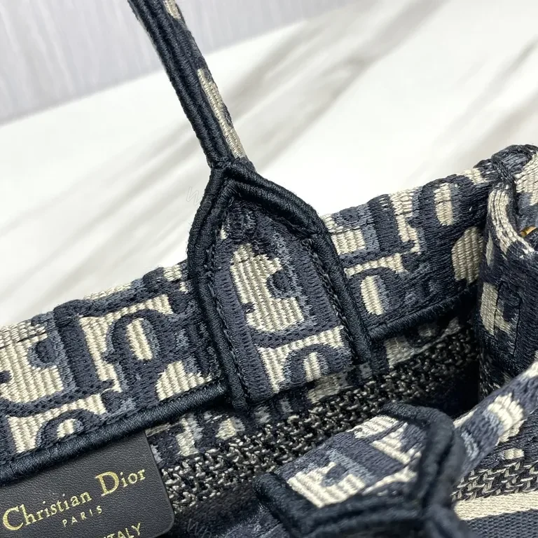 View 9 of Navy Dior Monogram Tote: Elegant Jacquard, Versatile Style