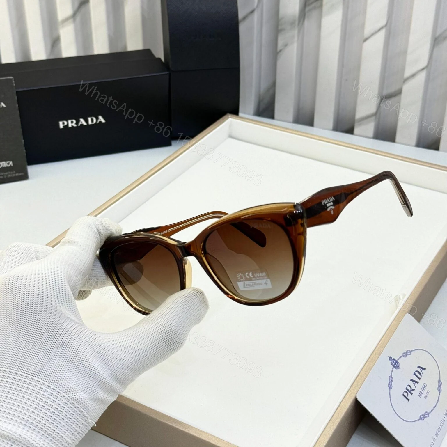 View 2 of Prada Cat-Eye Black Polarized Sunglasses