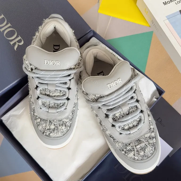 View 2 of Textured Luxury High-Tops: Dior-Inspired Chic Sneakers