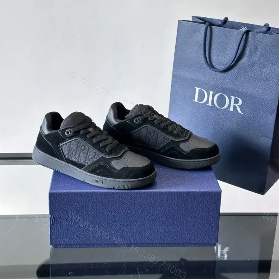 View 7 of DIOR B27 UPTOWN SNEAKERS BLACK SUEDE SMOOTH CALFSKIN AND BLACK OBLIQUE JACQUARD – CD213
