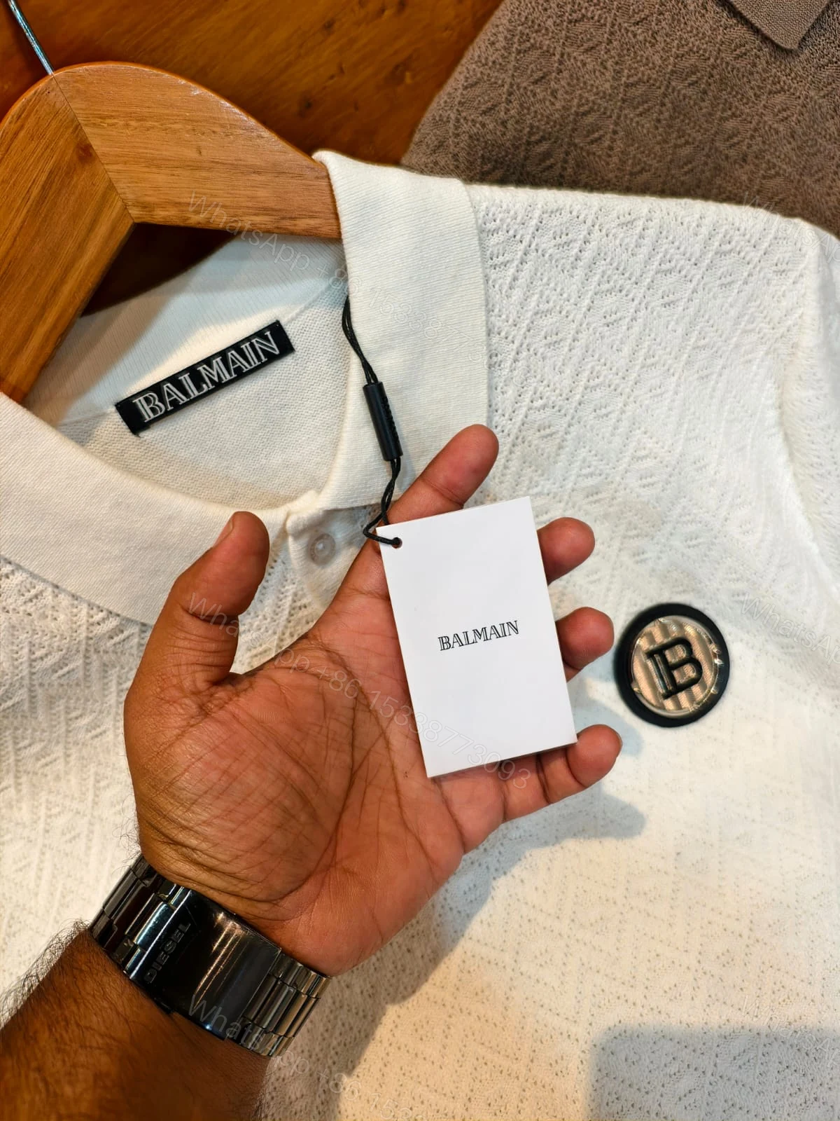 View 7 of FIRST COPY BALMAIN IMPORTED SUMMER BREATHABLE FABRICS COLLAR POLO T-SHIRT