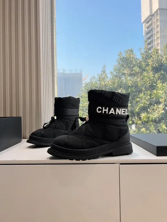 View 8 of Chanel-Style Quilted Ankle Boots: Luxury Warmth, Logo Straps