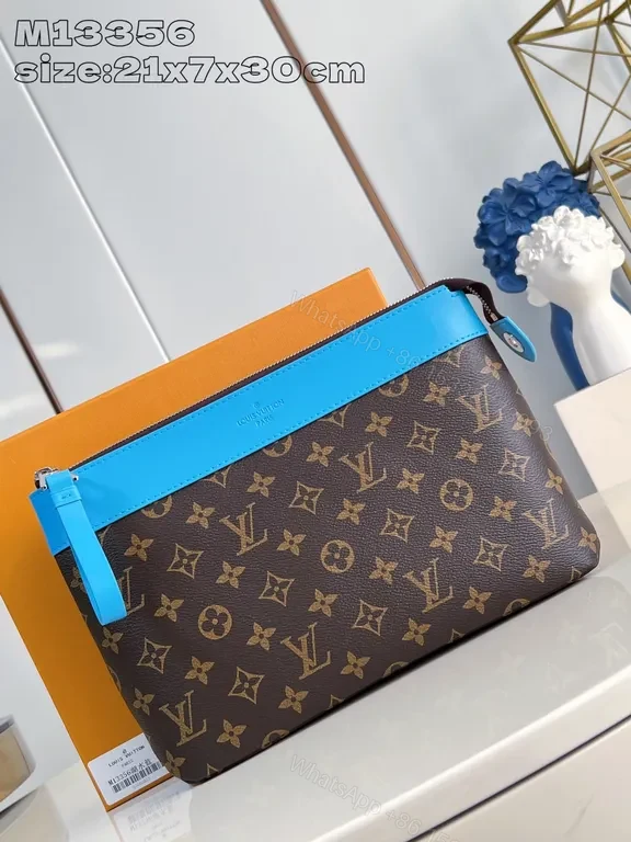 Teal-Stripe Luxe Crossbody: Orange-Top, LV-Inspired Canvas Bag — view 1