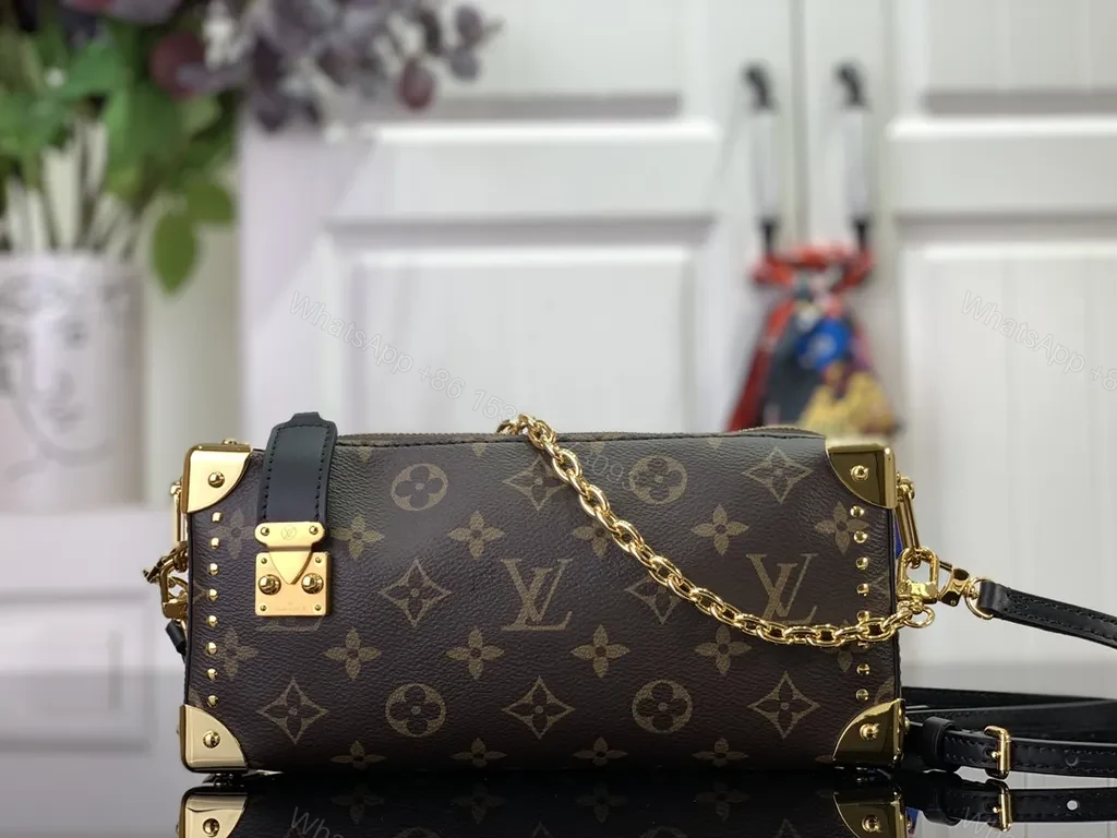 Brown Monogram Luxe Purse: Gold Chain, LV Clasp, Shoulder/Crossbody — view 1